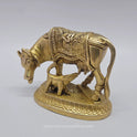 Vastu Kamadhenu cow and calf brass statue for wealth and harmony