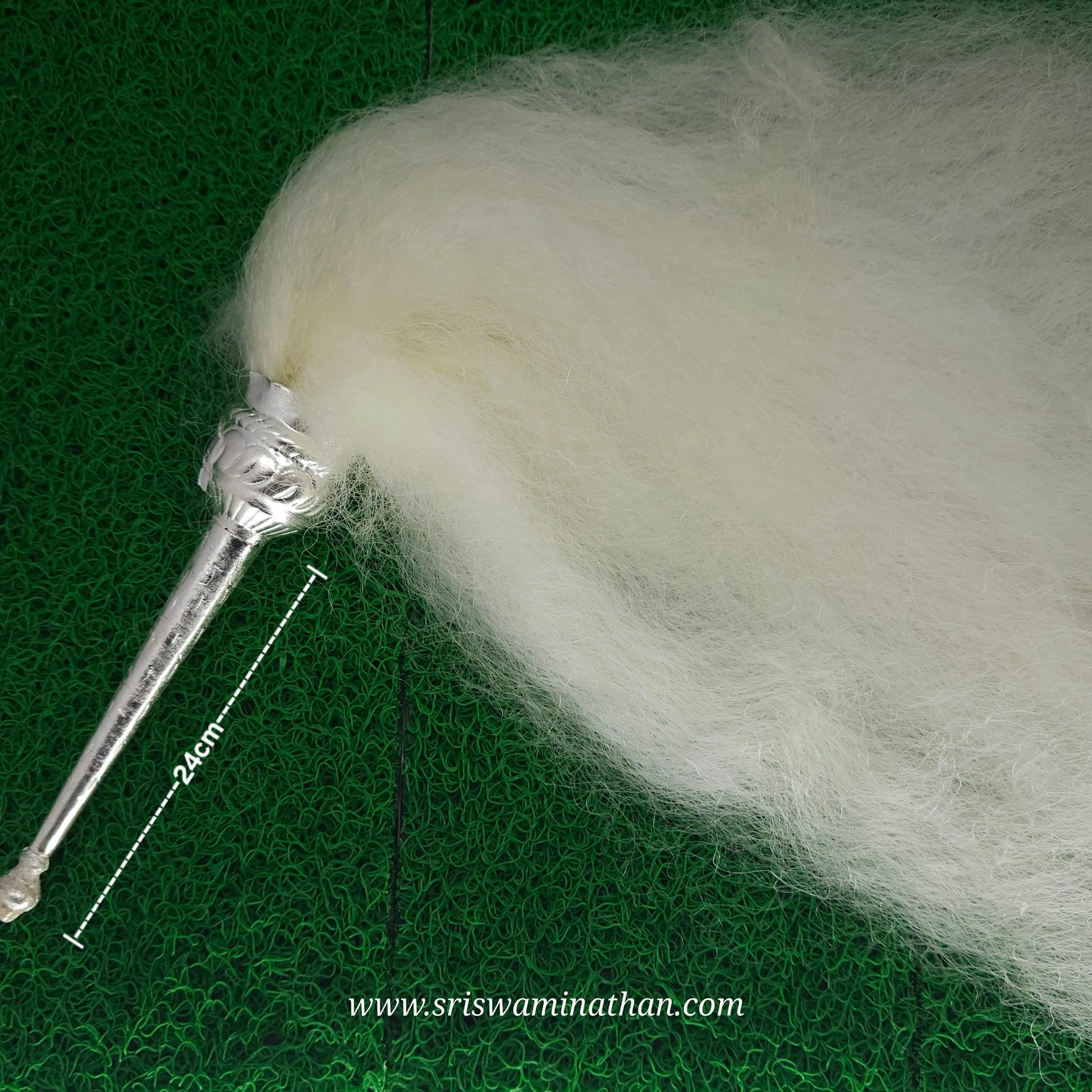 Vensamaram 120gm yak hair density – utsava pooja fan with silver handle