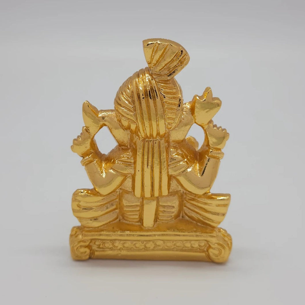 Vinayagar Golden Idol Back View Scroll Base Pure Decor Piece Tamil Nadu