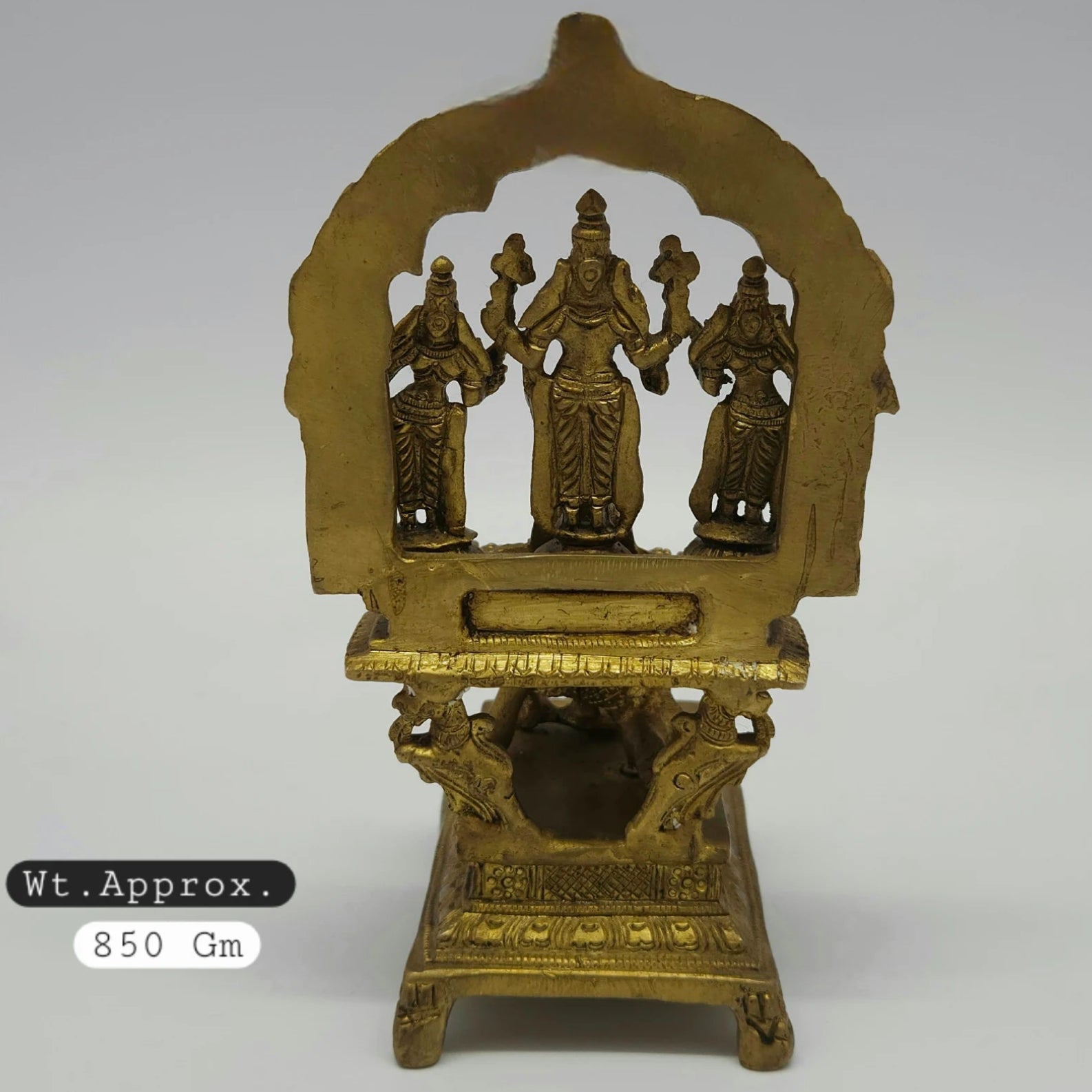 Vishnu Garuda Brass Statue 850gm Antique Peetham Base Detail