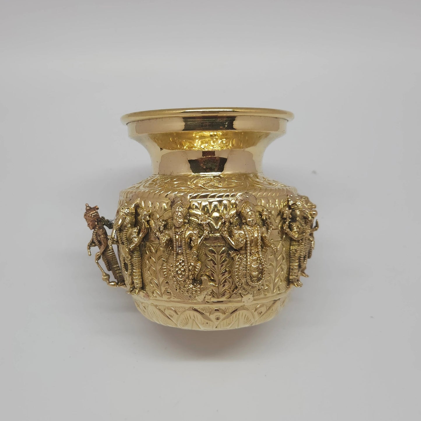 Vishnu Tattva Lota Dashavataram Abhisheka Patram Brass Gold Finish Yuga Chakra Vessel Dashavatar Sadhana Kalash
